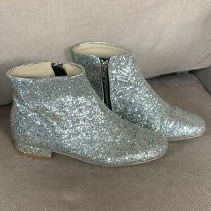 Silver glitter ankle booties